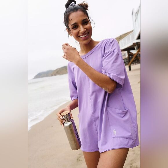 NWOT FREE PEOPLE Hot Shot Tee Romper - Electric Sunset - Picture 7 of 11